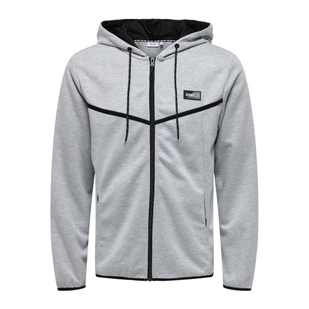 Only Mens Contrast Piping  Regular Sweat Jacket / Light Grey Melange